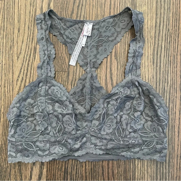 Free People Intimately gray lace racerback bralette size medium - Picture 1 of 4